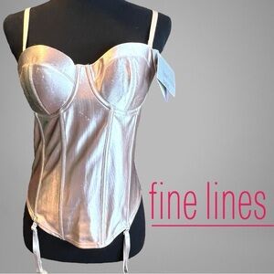 Fine Lines Latte Tan SATIN 32F 4-way Convertible Bustier Bra Corset  Reg. 69.00